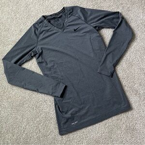 Nike Women’s Pro Combat Fitted Gray Long Sleeve Tee Top Size Small